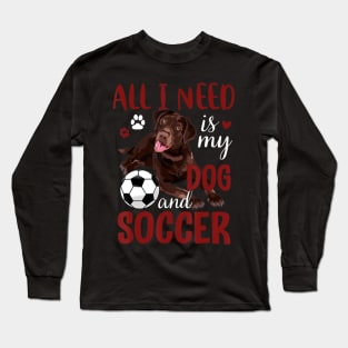 Chocolate Labrador Retriever Dog Lover Soccer Long Sleeve T-Shirt